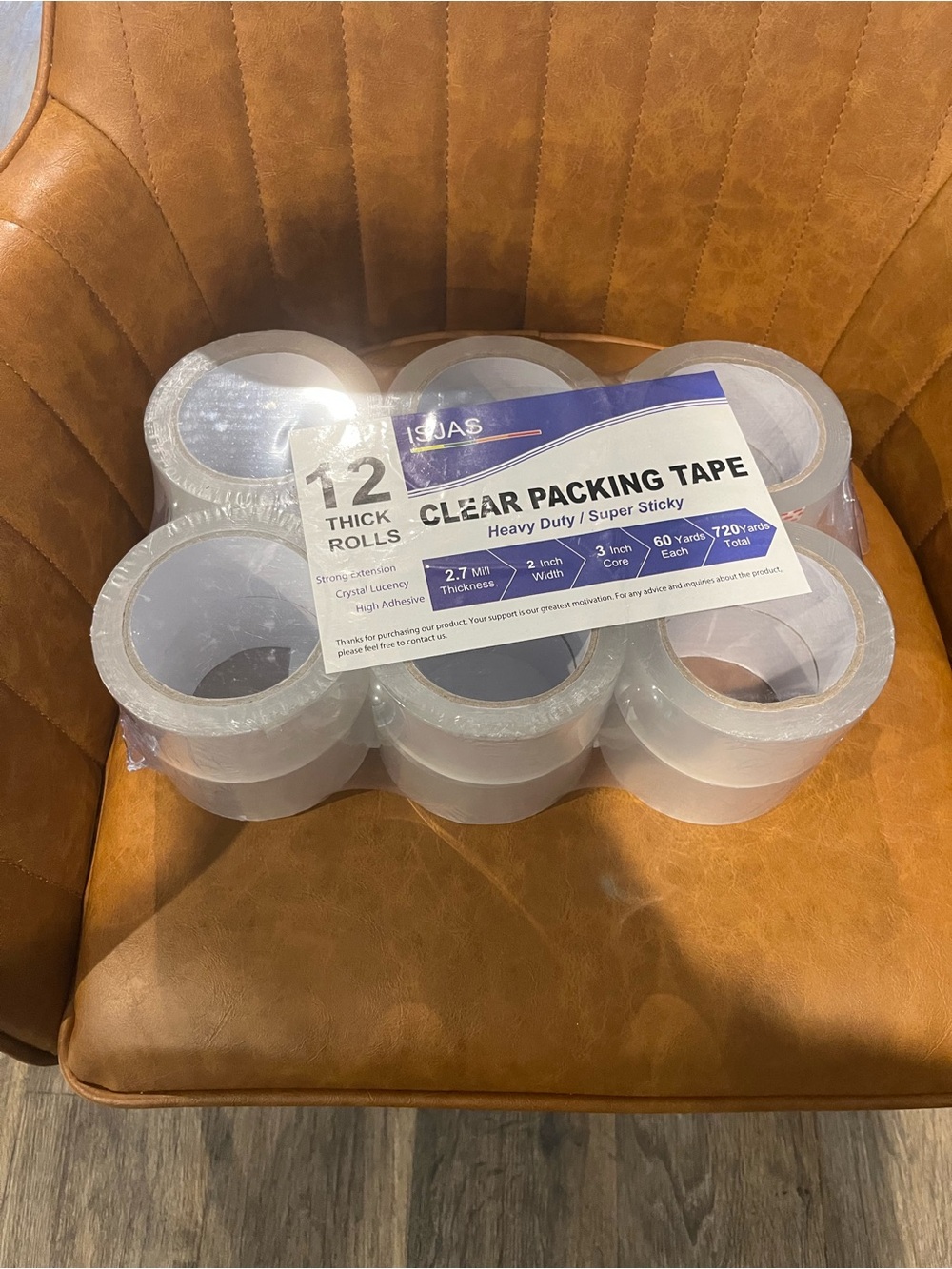 Clear Packing Tape - 12 Thick Rolls, Heavy Duty Clear Tape